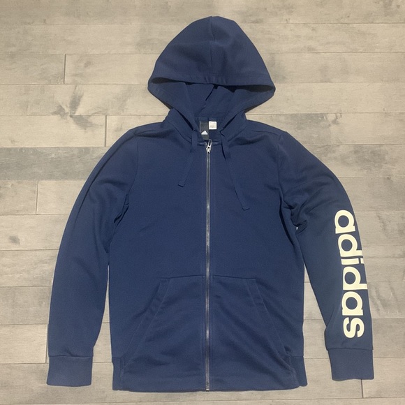 Adidas Linear Full Zip Hoodie Jacket - Navy - Small - Picture 4 of 6